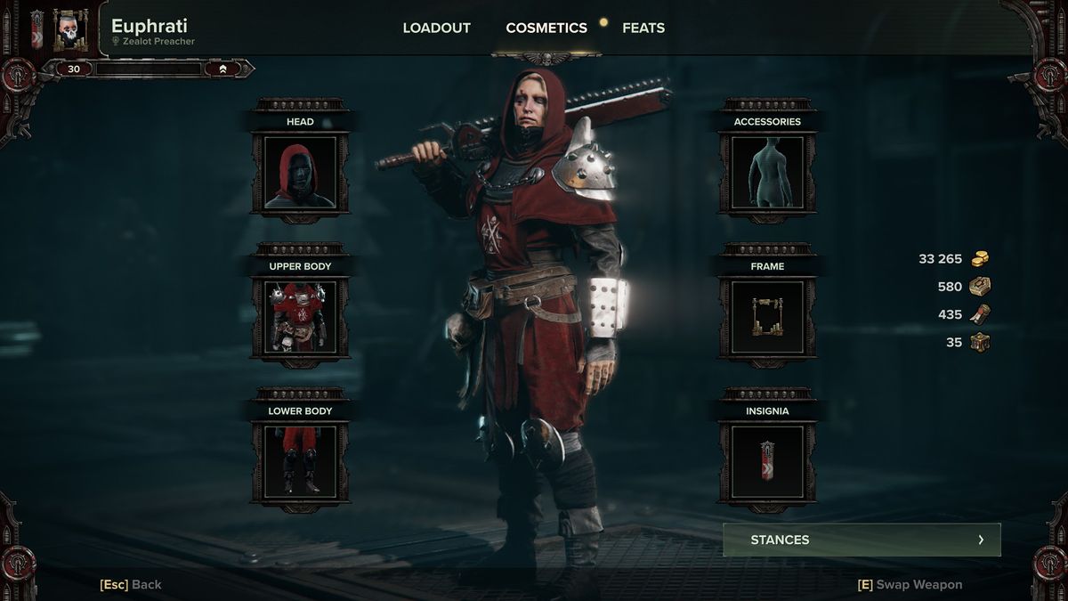 Darktide review - cosmetics screen