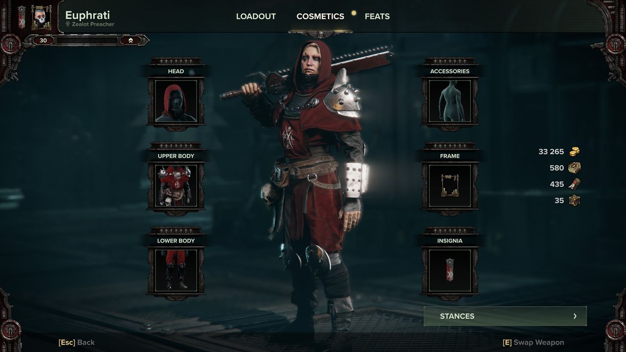 Darktide review - cosmetics screen