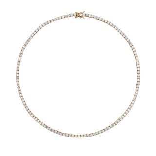 Moss Round Cut, 3mm 4-Prong, Lab White Sapphire Gold RiviÈre Necklace