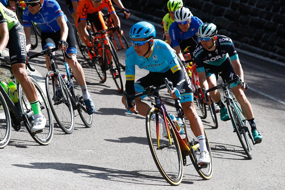 Miguel Angel Lopez competes during stage 1 at Tour of the Alps
