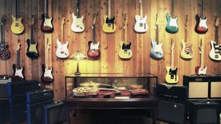 A guitar shop wall