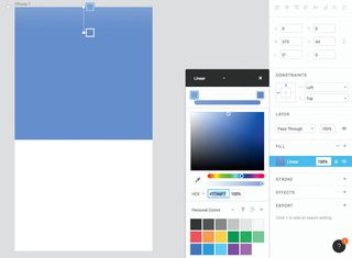 Set the gradient for the status bar using the properties panel on the right on the screen. Here you can adjust the colour options to create a linear gradient (click image to enlarge)