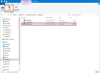 File Explorer ribbon menu run as administrator option