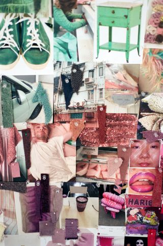 Sander Lak’s mood board shows the colors and textiles he wants to use.