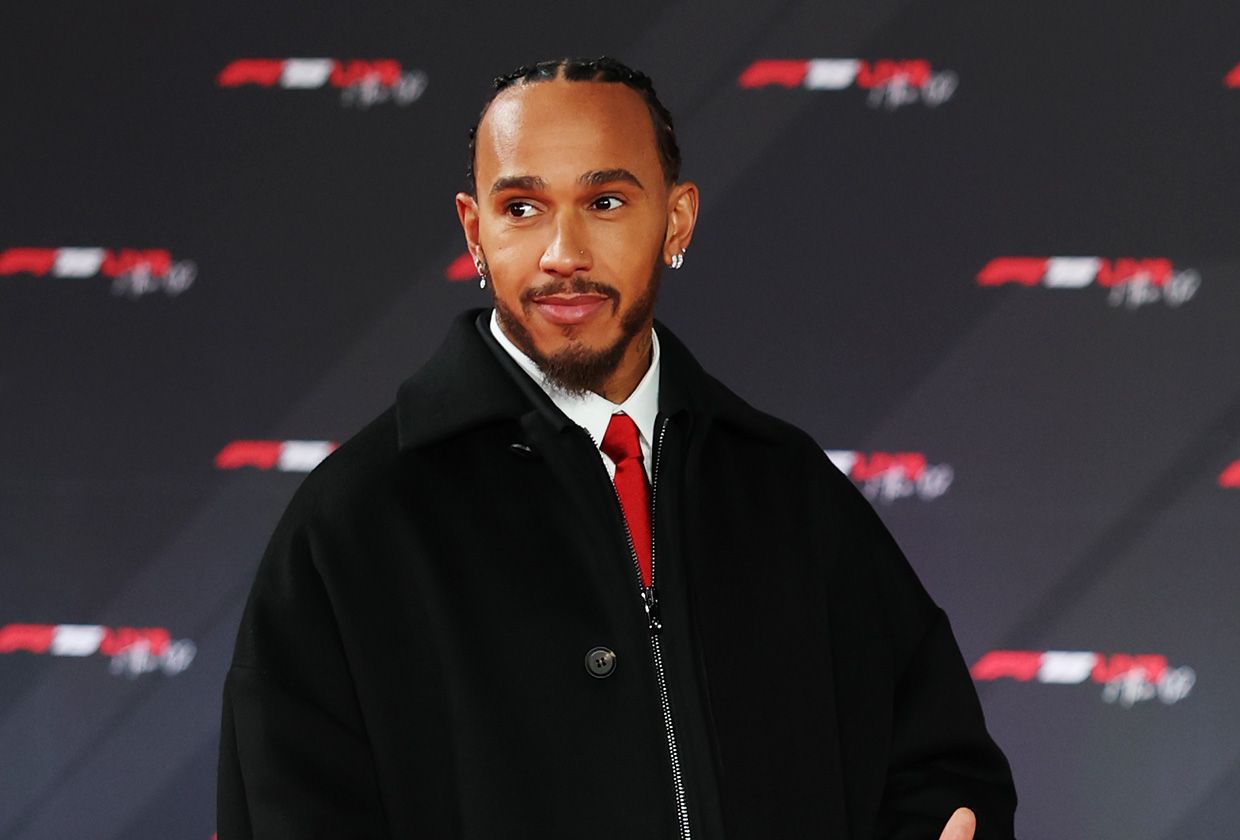 LONDON, ENGLAND - FEBRUARY 18: Lewis Hamilton of Great Britain and Scuderia Ferrari poses for a photo as he attends F1 75 Live at The O2 Arena on February 18, 2025 in London, England.