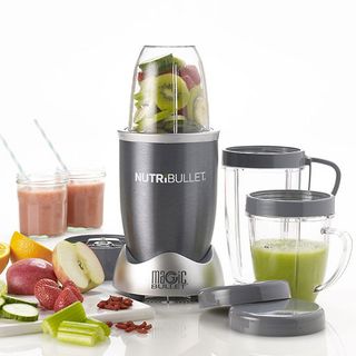 nutribullet juicer in grey colour with fruits