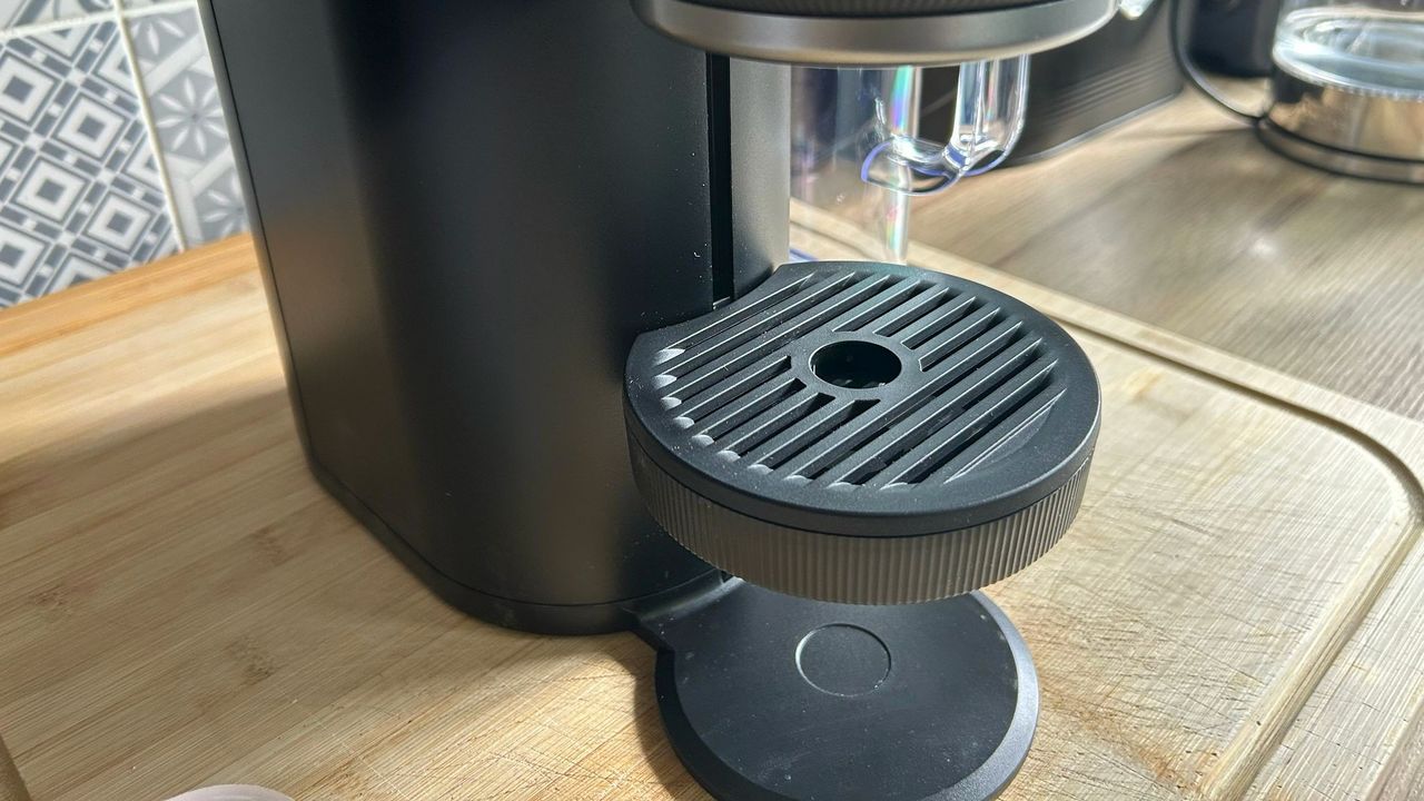Keurig K-Crema capsule espresso machine with drip tray raised