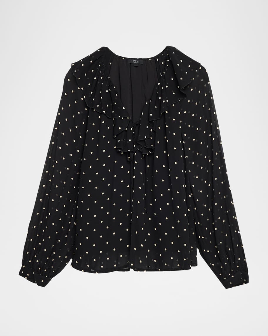 Honora Polka-Dot Chiffon Blouse