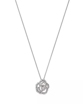 Bloomingdale's, 14K White Gold Diamond Rose Pendant Necklace
