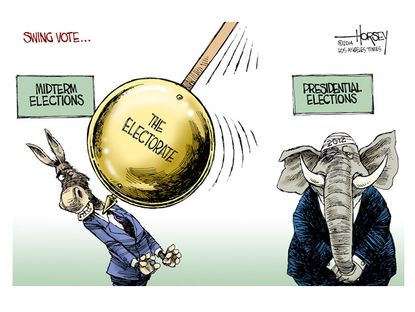 Political cartoon swing voter midterms