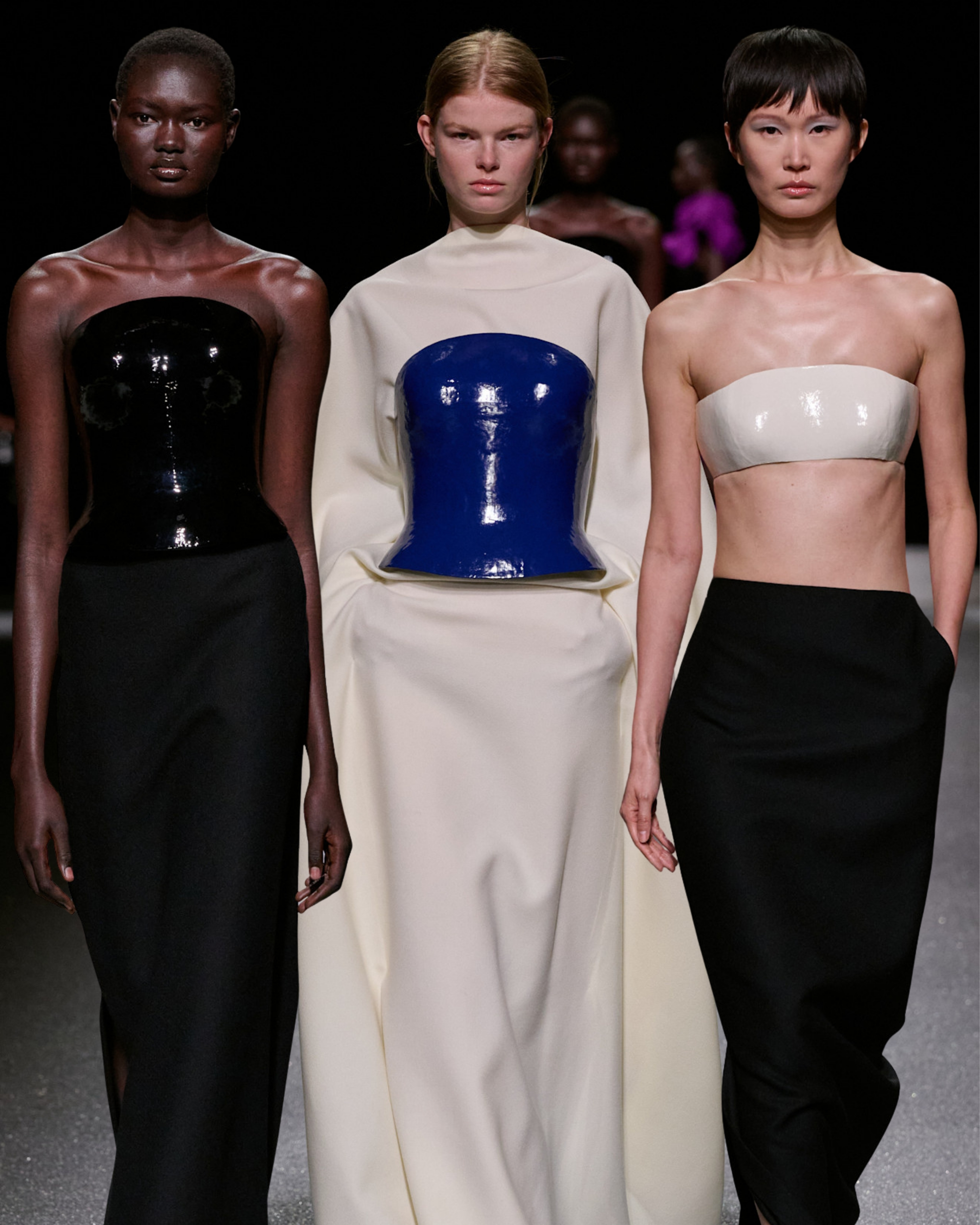 strapless top trend 2026 Issey Miyake runway aw26
