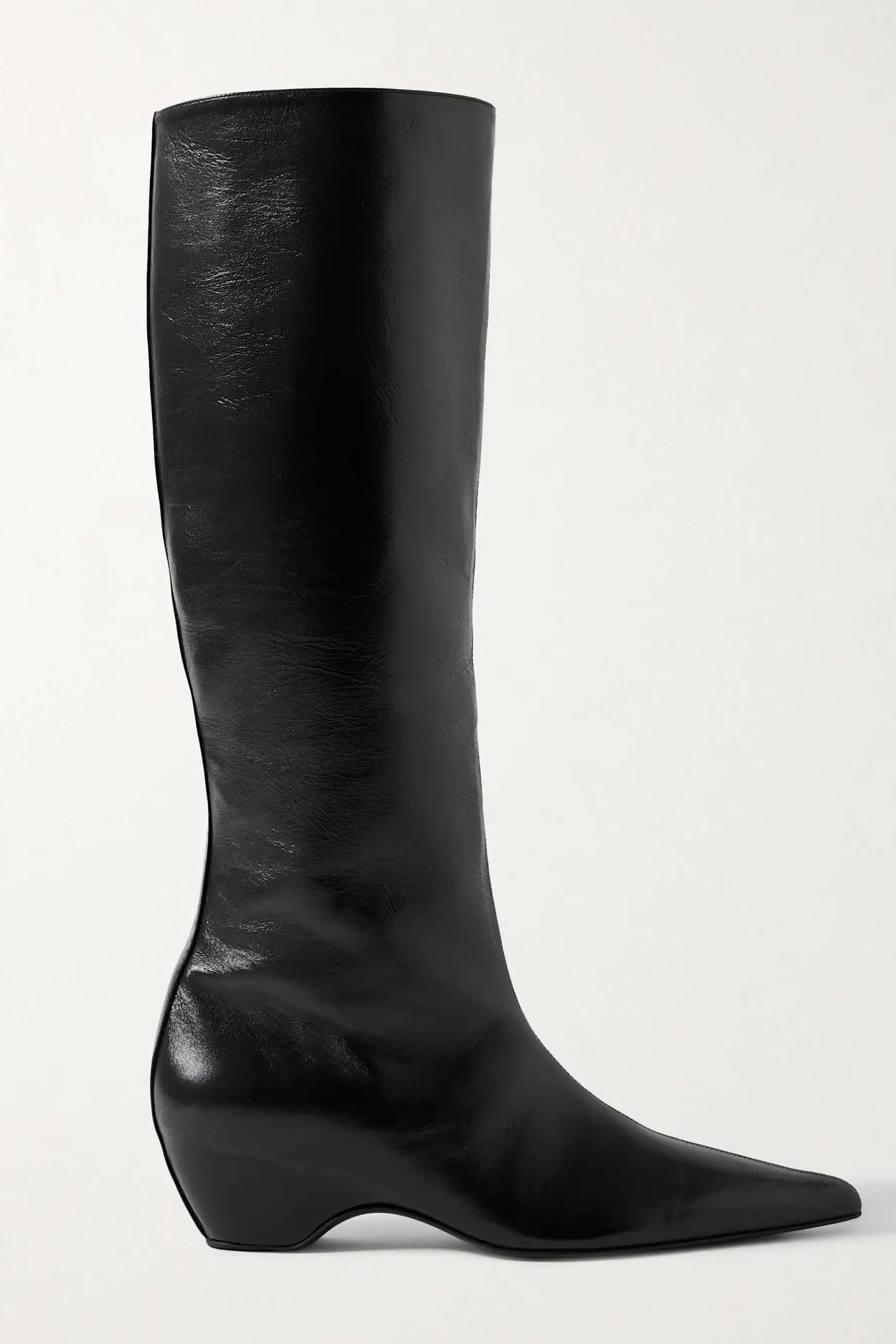 Khaite, Sybil Glossed-Leather Knee Boots