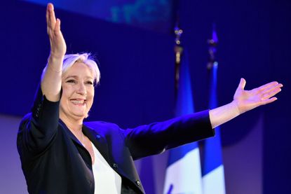 Marine Le Pen speaks to activists