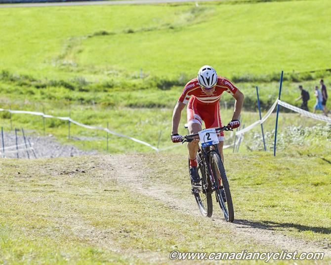 Simon Andreassen (Denmark) attacked on the first climb