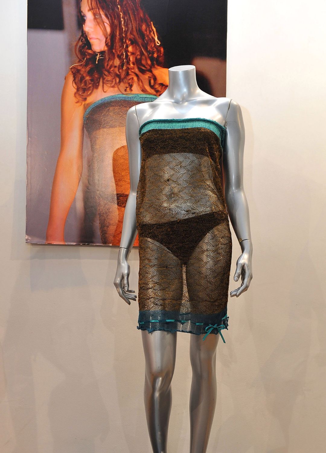 The dress Kate Middleton worn at a university fashion show on display