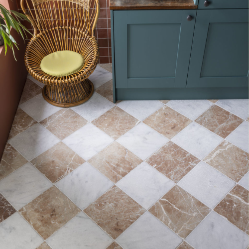 Rosso Di Scacchi Tumbled Marble Tiles | Mandarin Stone