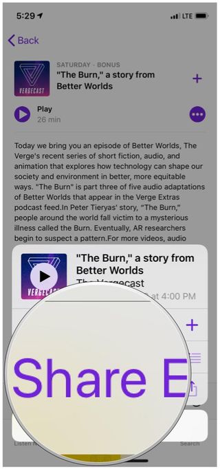 Apple Podcasts Episode Share Menu Browse