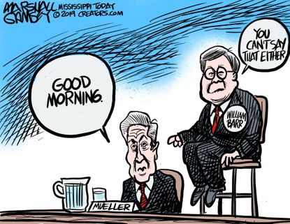 Political Cartoon William Barr Good Morning Mueller Testimony