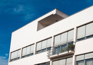 Mies van der Rohe apartment building, exterior, in Stuttgart, Germany