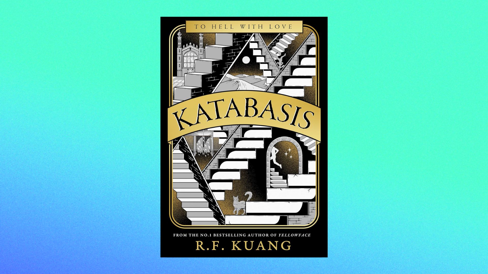 an image of the book against a green-blue gradient a background