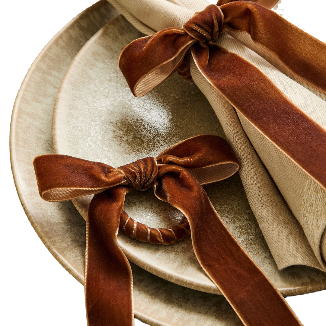 Velvet Bow Napkin Ring Sets