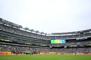 General view inside the stadium as a section of empty seats are seen during the FIFA Club World Cup 2025 group A match between SE Palmeiras and FC Porto at MetLife Stadium on June 15, 2025 in East Rutherford, New Jersey.