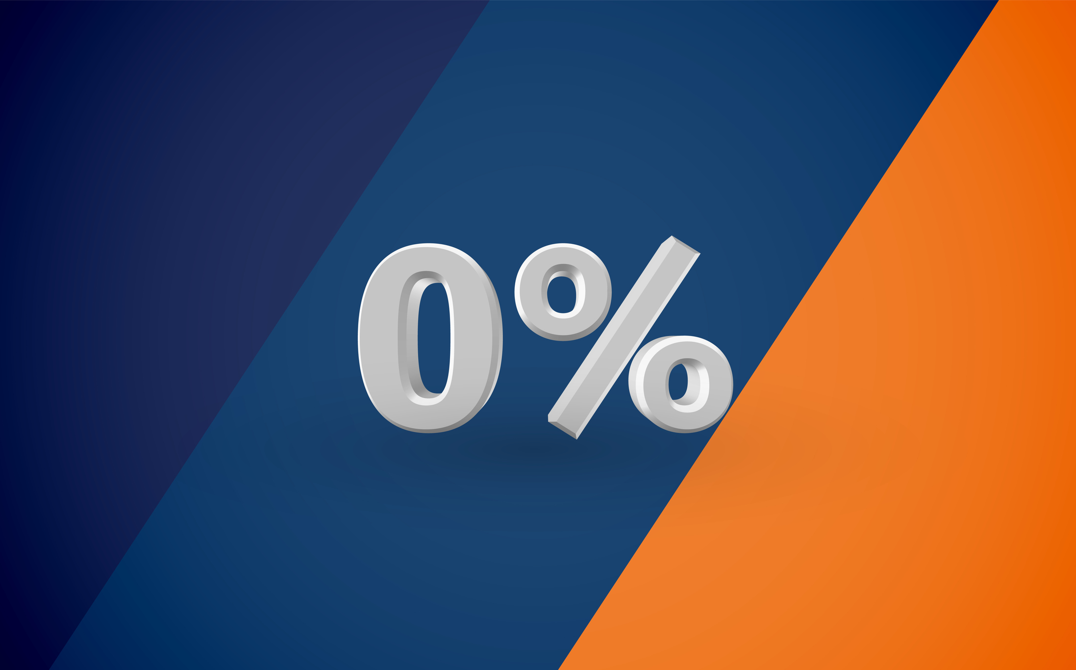 zero percent figure on a multicolor background