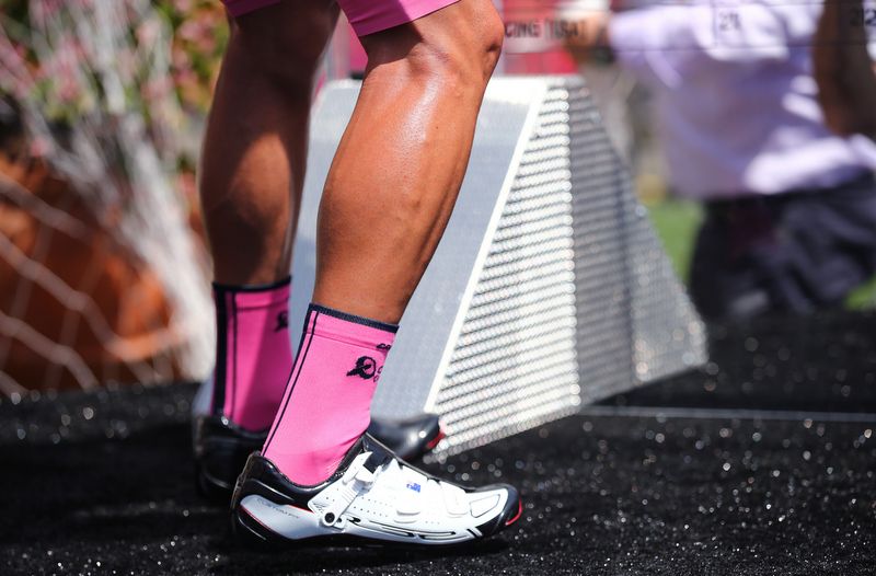 The maglia rosa legs of Michael Matthews (Orica GreenEdge)