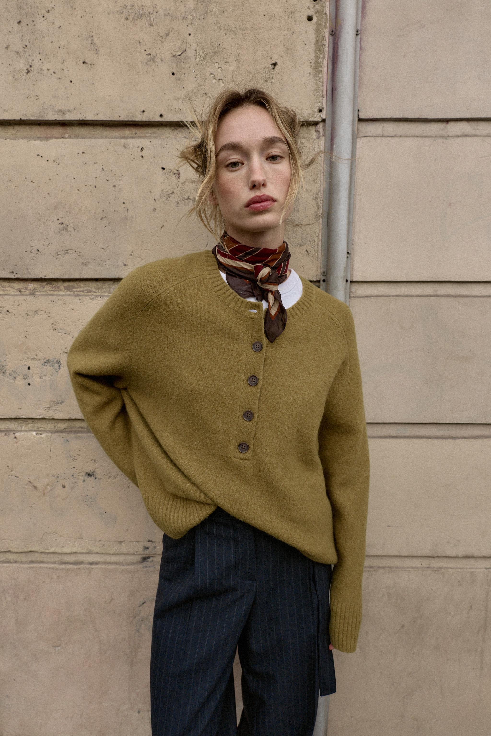 ZARA Button Knit Sweater