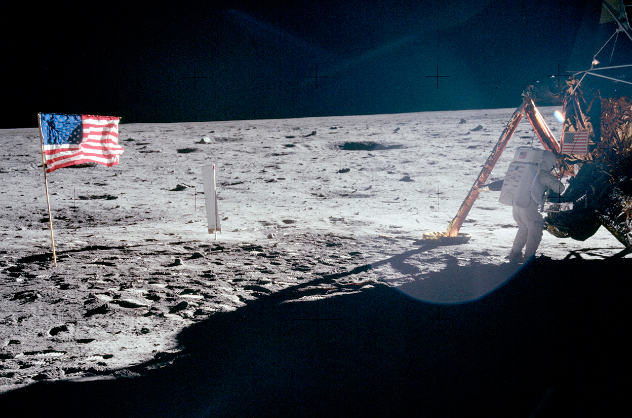 Photo of Neil Armstrong on the Moon.