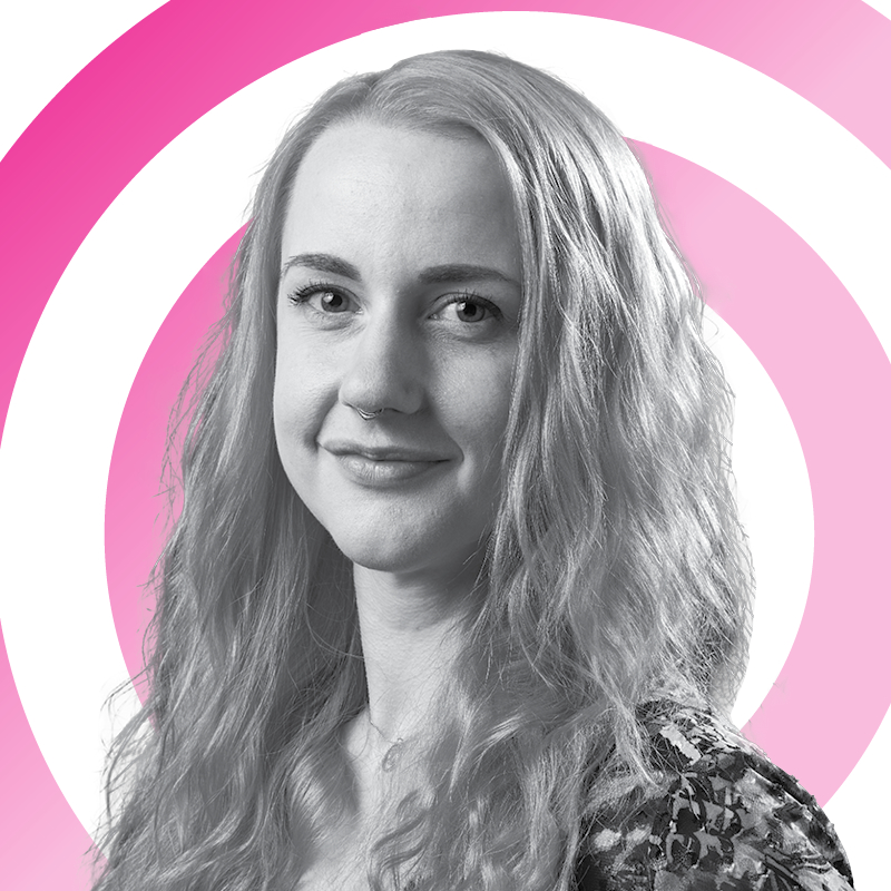 Cesci's headshot in pink.