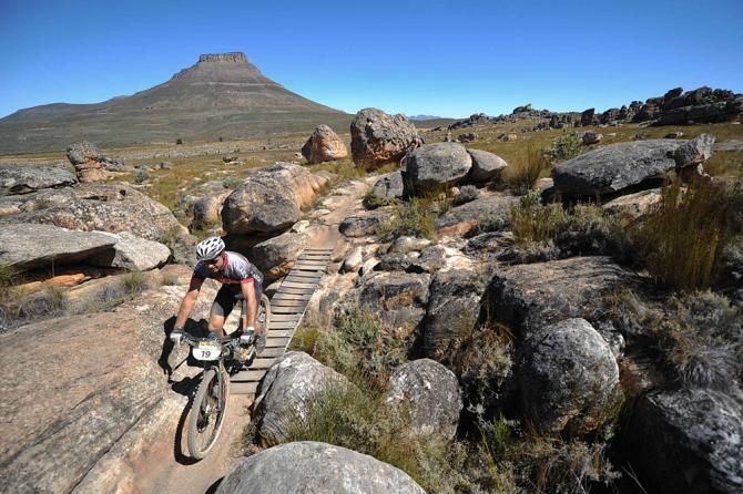 Riders enjoy the rocky singletrack