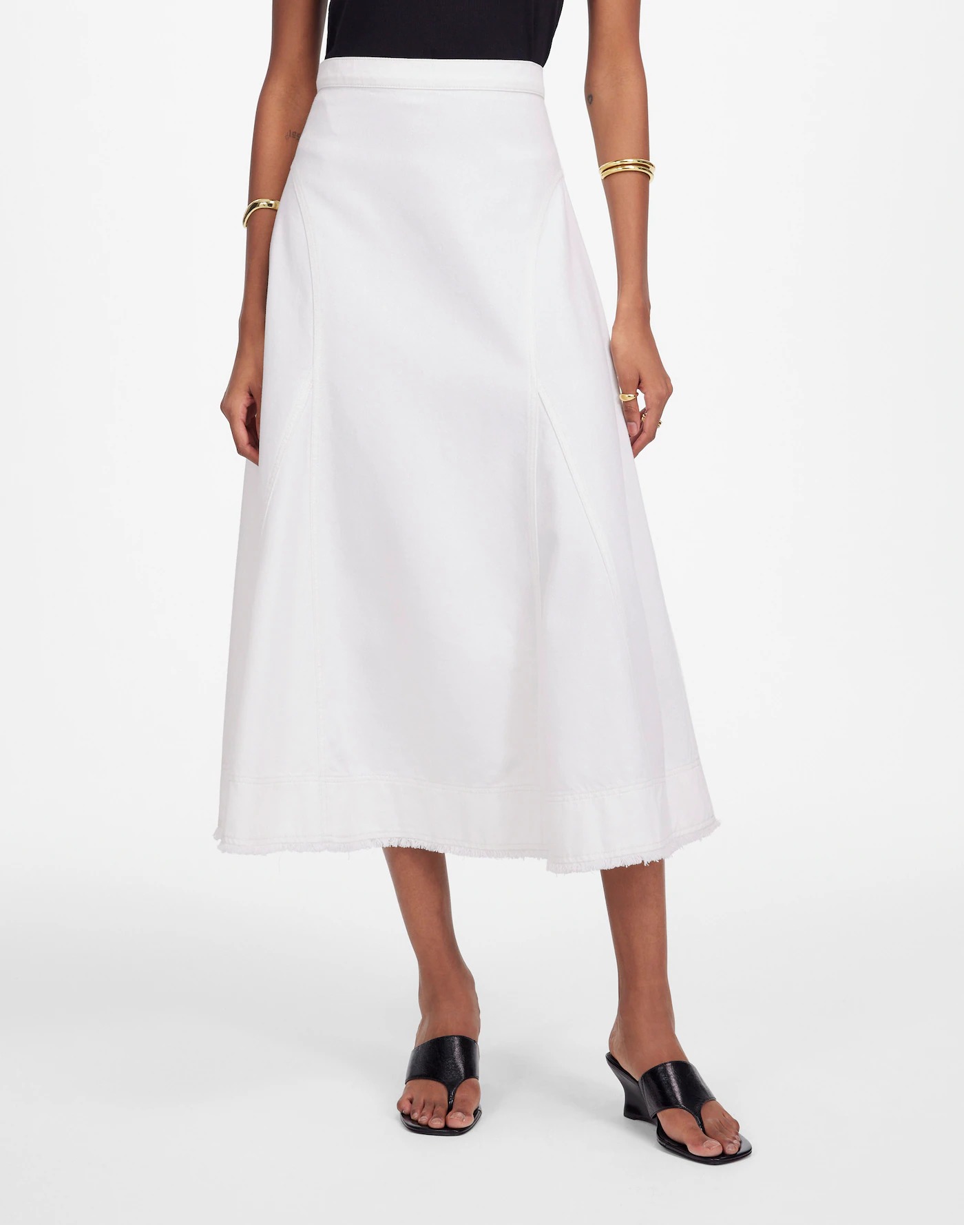 Madewell, Fluted Midi Skirt in Tile White