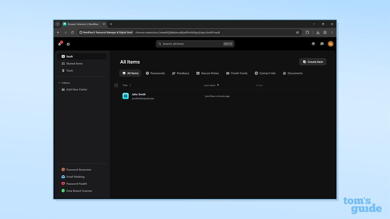 Screenshot of NordPass data import success