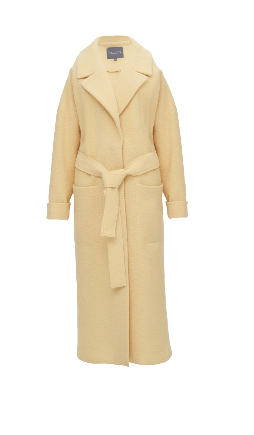 Wool Yellow Coat With Patch Pockets