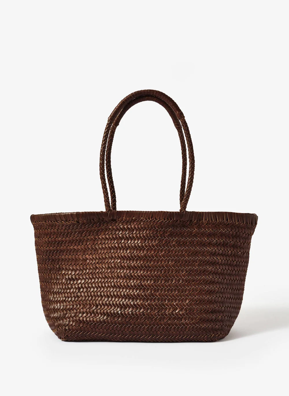Rae Brown Leather Woven Tote Bag