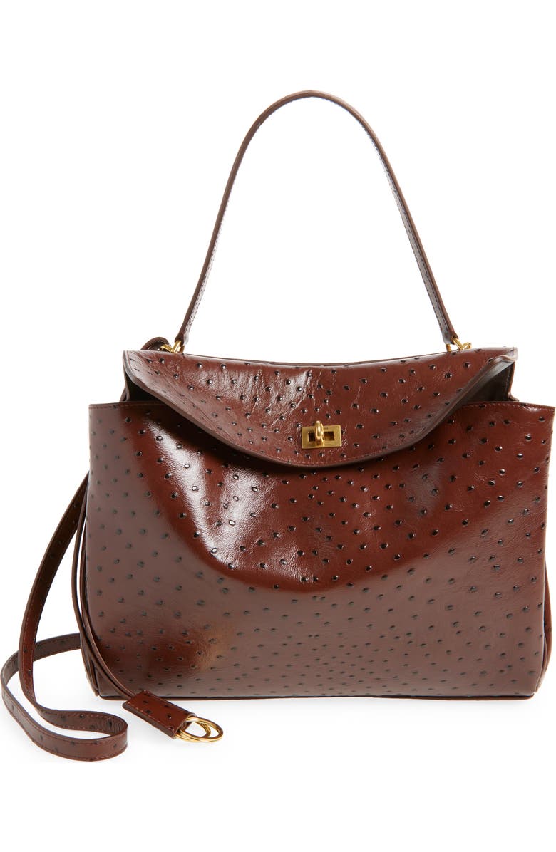 Rodeo Ostrich Embossed Leather Top Handle Bag