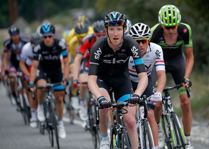 Ian Boswell (Team Sky) driving the pace up the final climb