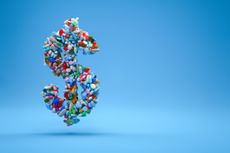 Dollar icon from medical pills,concept signs and symbols