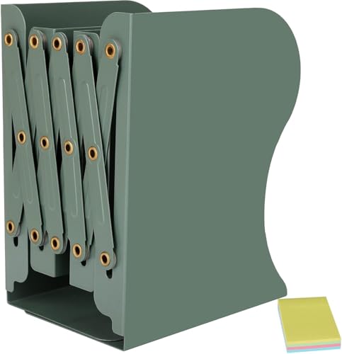 Daruite Metal Adjustable Book Ends for Shelves, Book Stopper, Green