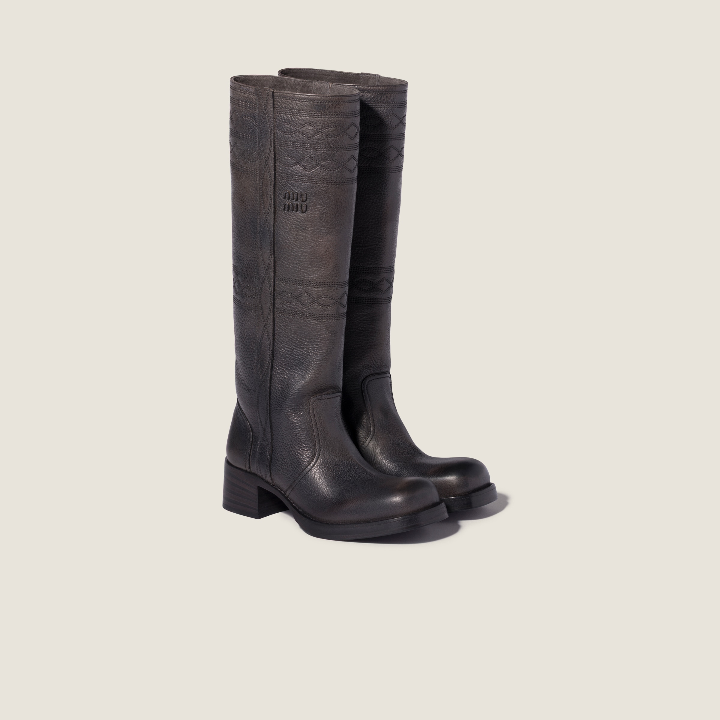 Embroidered Leather Boots