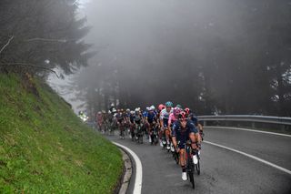 MONTE ZONCOLAN ITALY MAY 22 Nicolas Jonathan Castroviejo of Spain and Team INEOS Grenadiers leads The Peloton during the 104th Giro dItalia 2021 Stage 14 a 205km stage from Cittadella to Monte Zoncolan 1730m UCIworldtour girodiitalia Giro on May 22 2021 in Monte Zoncolan Italy Photo by Tim de WaeleGetty Images