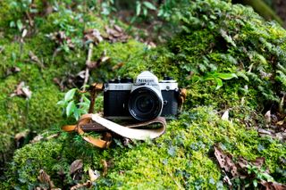 Nikon FM2 SLR on a mossy bank