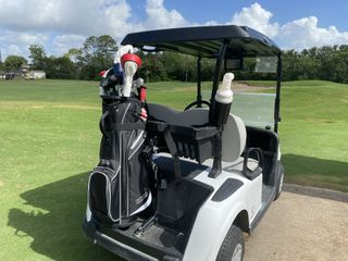 The IZZO Ultra-Lite Cart Bag works really well on a powered cart.