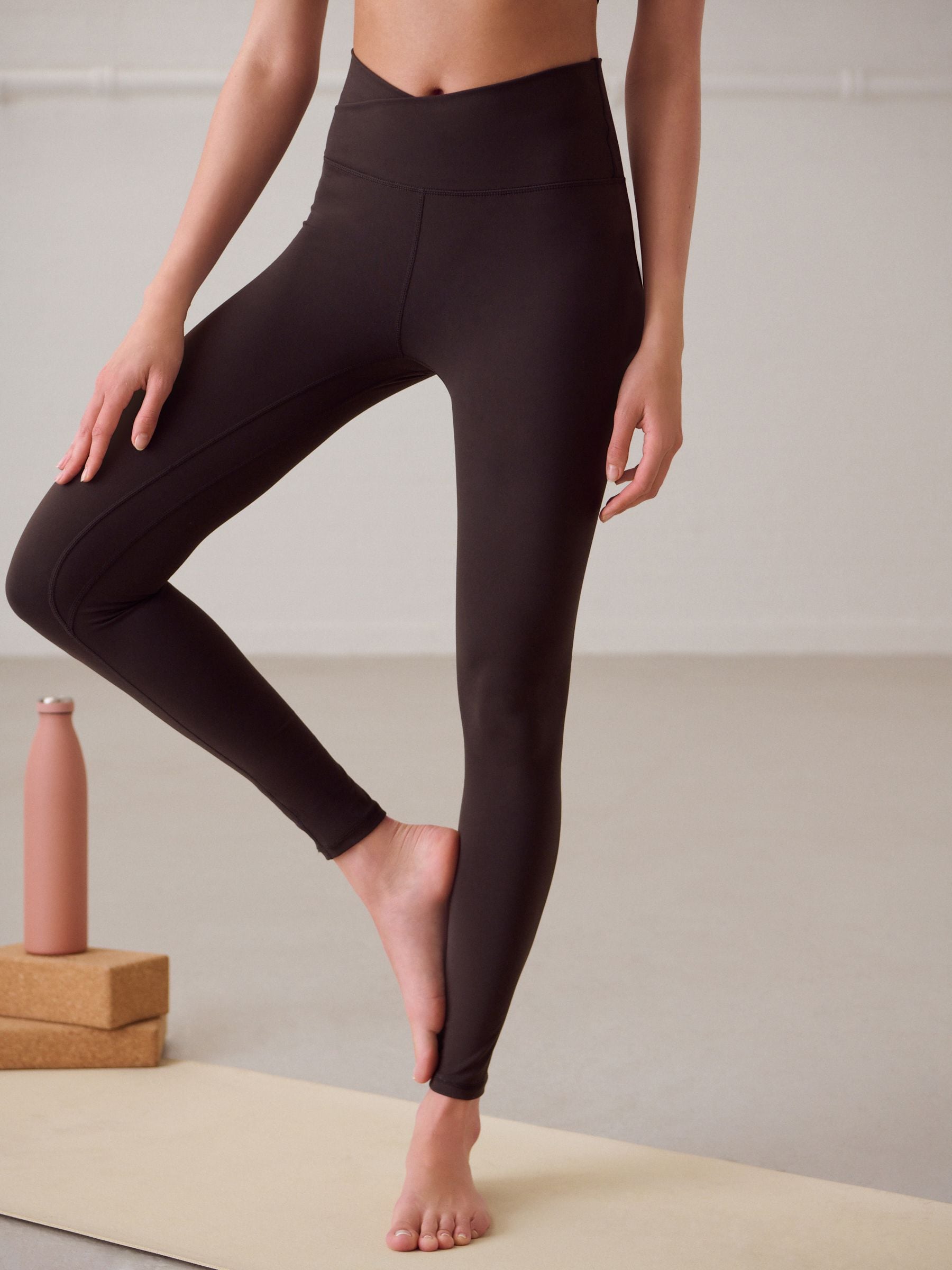 Chocolate Brown Balance Wrap Front Yoga Leggings