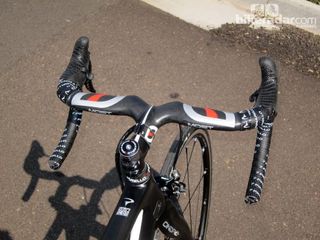 In following with current fashion, Pinarello left the oversized tops untaped on our Dogma 65.1 Think 2