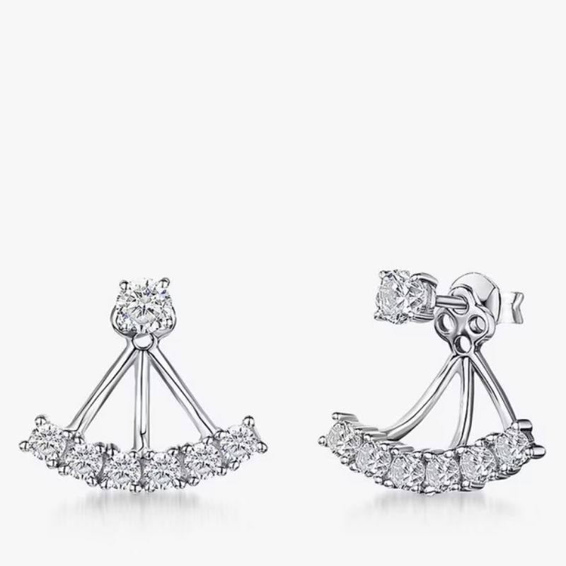 silver fan diamond earrings