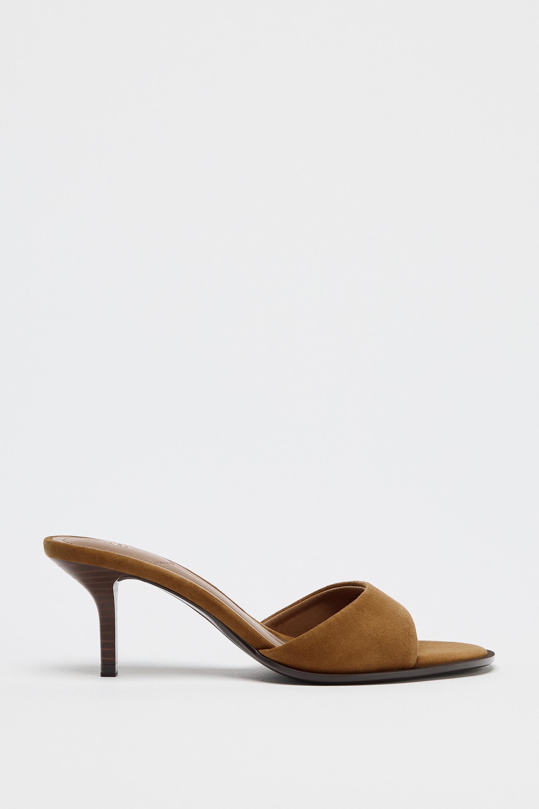 Split Suede Heeled Sandals