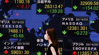 Stock index display in Tokyo