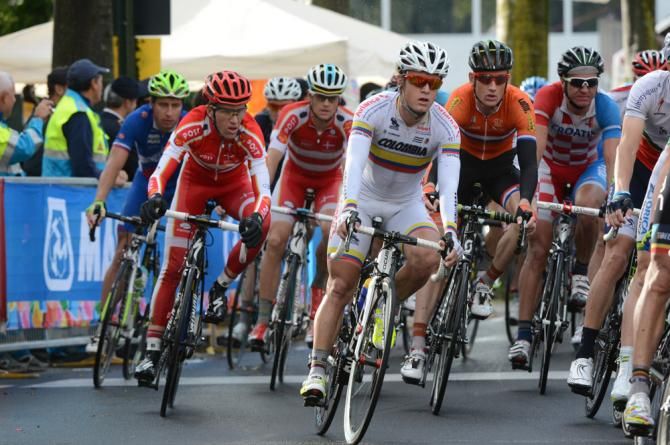 Carlos Betancur (Colombia) in action in the elite men's road race world championship